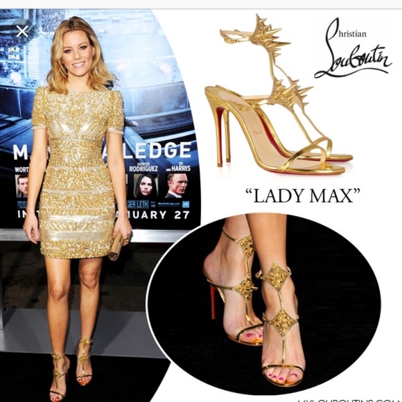 Christian Louboutin Shoes - Auth Christian Louboutin Lady Max Gold Stud Heels